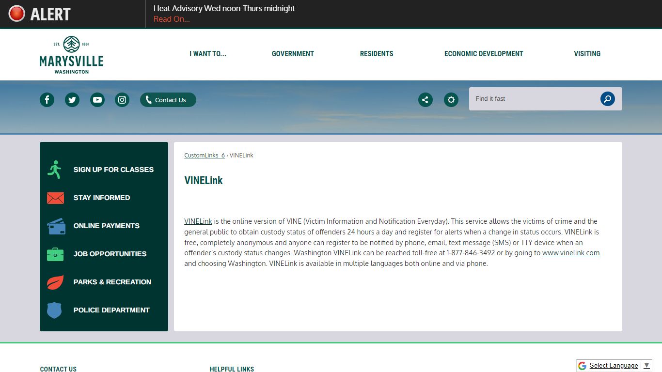 VINELink | Marysville, WA - Official Website